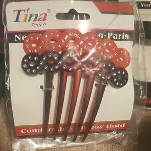 Decorative Hair Combs - Red and Black